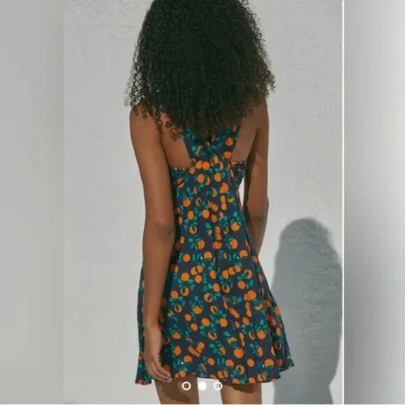 Anthropologie The Piper Bandeau Cutout Oranges Ruched Mini Dress XS RARE - Picture 2 of 10